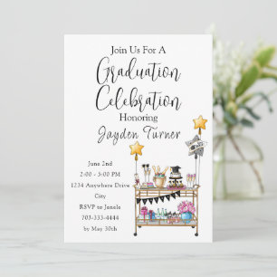 Casual Script Bar Cart Graduation Invitation