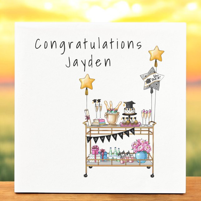 Casual Script Bar Cart Graduation Napkins (Creator Uploaded)