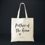 Casual Script | Chic Simple Mother of the Groom Tote Bag<br><div class="desc">This stylish and chic bridal party gift bag features modern,  casual black script typography that says "Mother of the Groom, " and a trendy scribbled heart,  with her name in simple bold text. The perfect elegant wedding gift for your entire wedding party.</div>