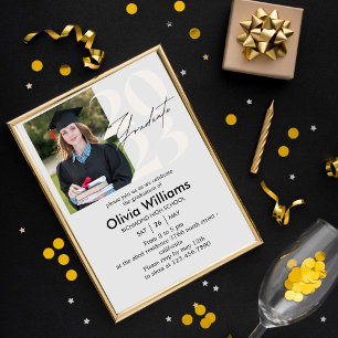 Casual Script Custom Photo Graduation Party Invitation