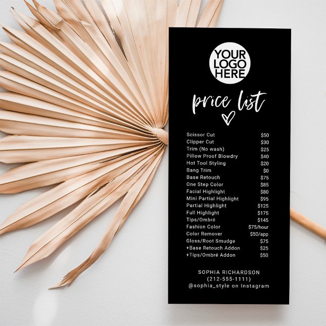 Casual Script Heart and Logo | Price List Services Rack Card (Creator Uploaded)