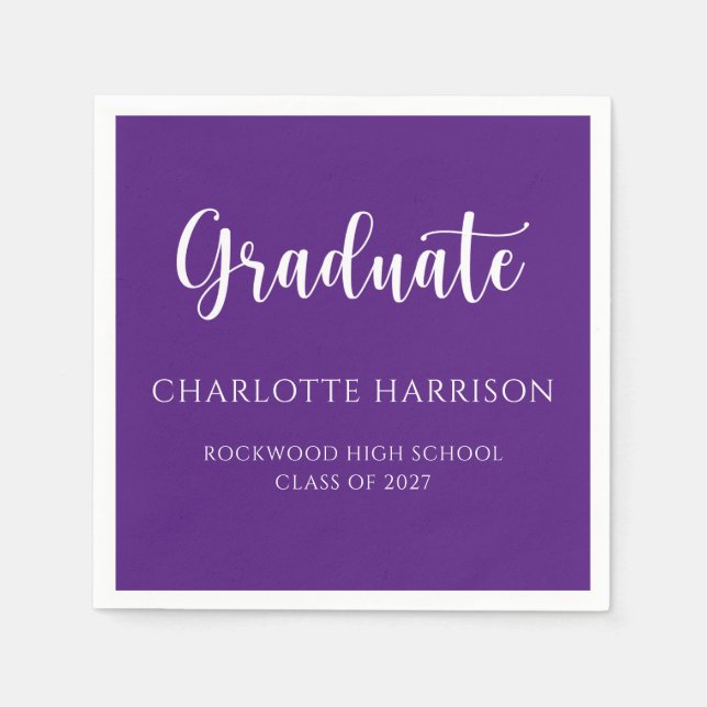 Casual Script Modern Graduation Paper Napkins (Front)