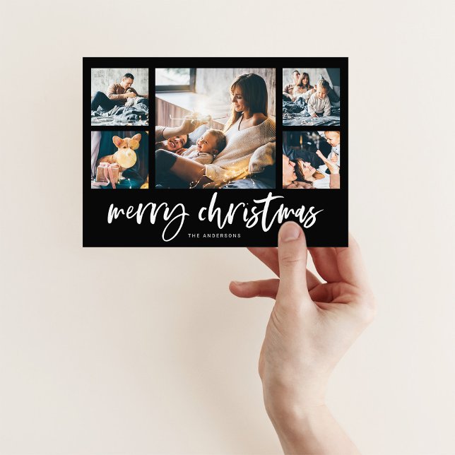 Casual Script Multi Photo Grid | Merry Christmas Holiday Card (Creator Uploaded)