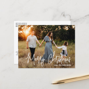 Casual Script Photo Modern Christmas Holiday Postcard