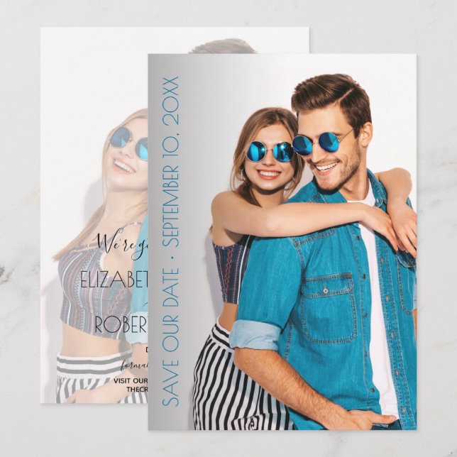 Casual Script Photo Wedding Save The Date (Front/Back)