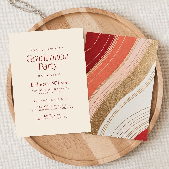 Casual Script Retro Glitter Graduation  Thank You Card (Creator Uploaded)
