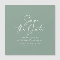 Casual script sage green typography wedding save t