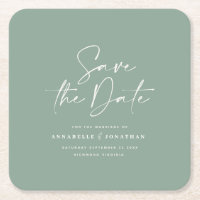 Casual script sage green typography wedding save t
