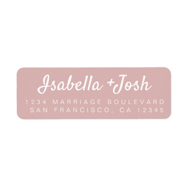 Casual Script Silver Pink Wedding Return Address Label (Front)