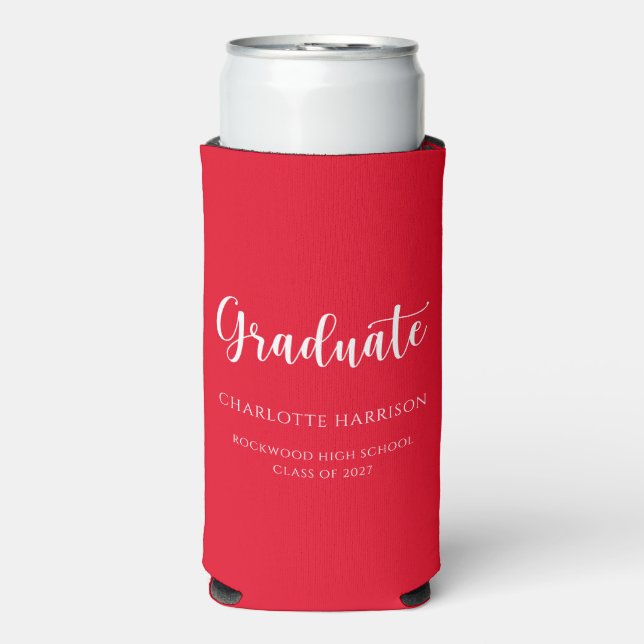 Casual Script Simple Graduation Party  Seltzer Can Cooler (Seltzer Front)