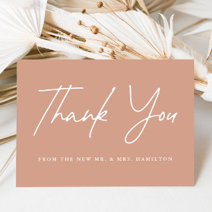 Casual Script Terracotta Wedding Thank You Card