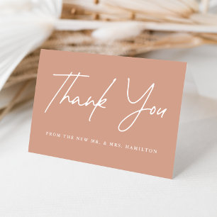 Casual Script Terracotta Wedding Thank You Card