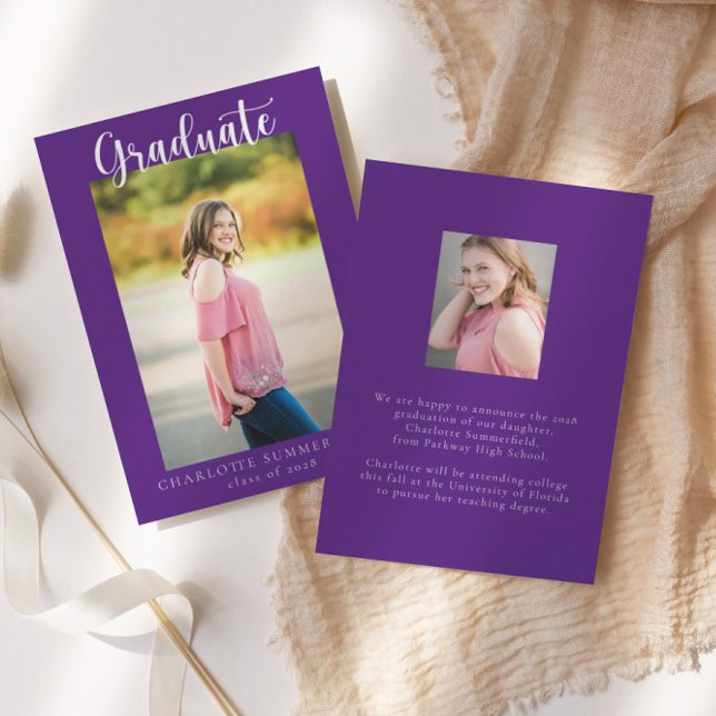 Casual Script Two Photo | Graduation Announcement (Creator Uploaded)