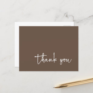 Casual Script Typography Brown Thank You Postcard