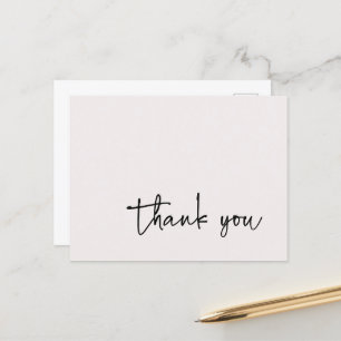 Casual Script Typography Ecru Thank You Postcard