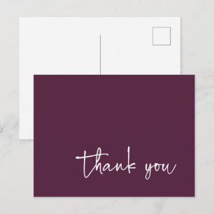 Casual Script Typography Plum Thank You Postcard