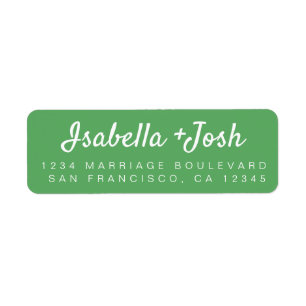 Casual Script Vibrant Green Wedding Return Address Label