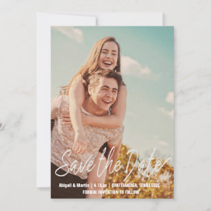 Casual Script Wedding Save the Date Photo Invitation