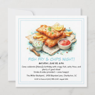 Casual Seafood - Fish Fry & Chips Birthday  Holiday Card