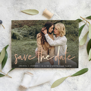 Casual Sketch Copper   Modern Photo Wedding Save The Date