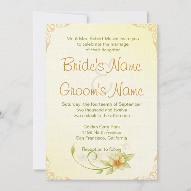 Casual Spring Floral Wedding Invitation (Front)