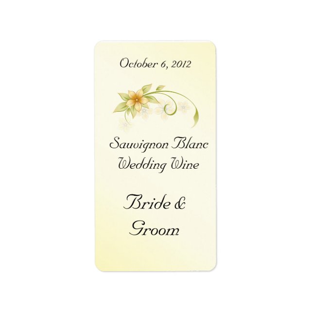 Casual Spring Floral Wedding Wine Avery Label (Front)