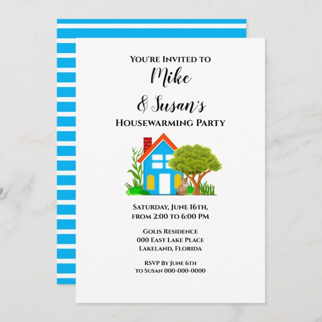 Casual Style Housewarming Party Invitation (Front/Back)