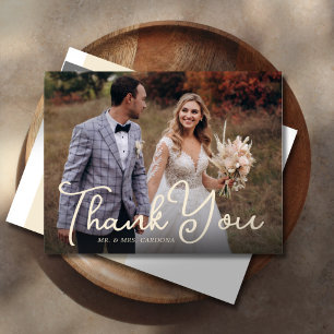 Casual Thank You Script Photo Announcement Postcard