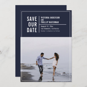 Casual Typography Frame Flat Save The Date Photo