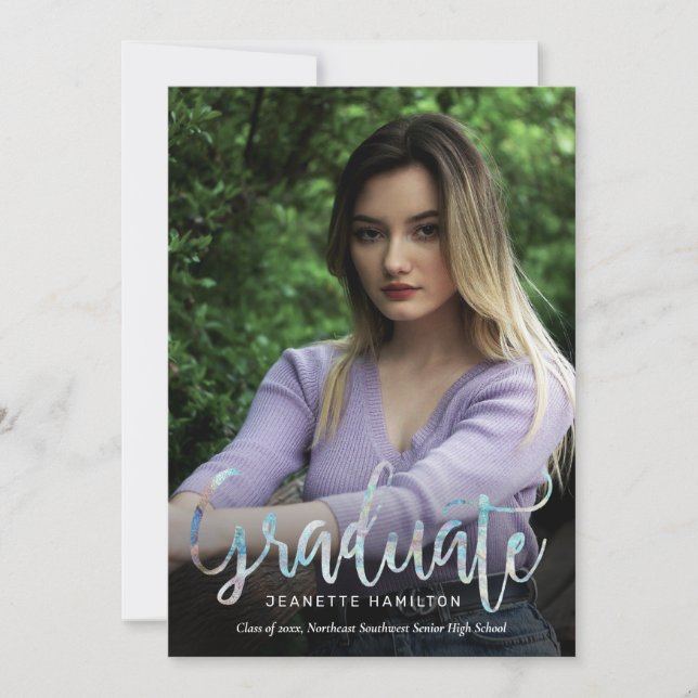 Casual Typography Script 2-Photo Graduation Invita Invitation (Front)