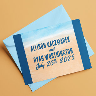 Casual Watercolor Beach Wedding Thank You Card
