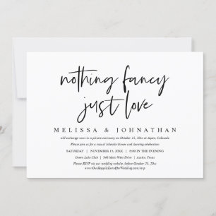 Casual Wedding Elopement, Nothing Fancy, Just Love Invitation