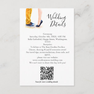 Casual Wedding Modern Script Couple Illustration  Enclosure Card