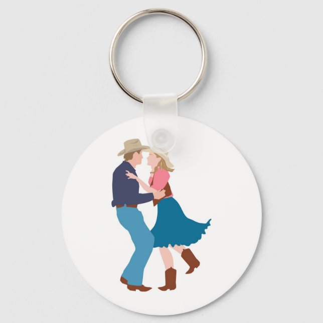 Casual Western Wedding Reception Key Ring (Front)