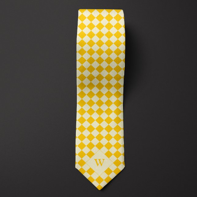 Casual Yellow Chequered Monogram Tie (Creator Uploaded)
