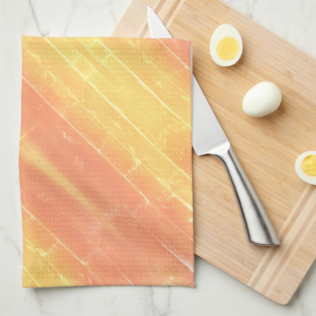  Casual Yellow PeachSpring Sunset Abstract Pattern Tea Towel (Quarter Fold)