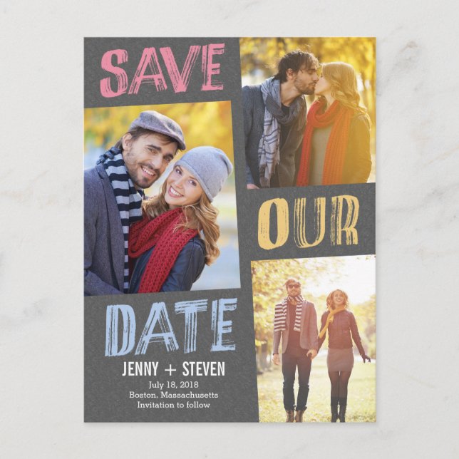Casually Chic Save The Date Postcard (Front)