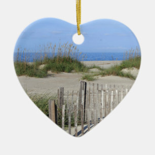 Caswell Beach, NC Land and Seascape Ceramic Tree Decoration