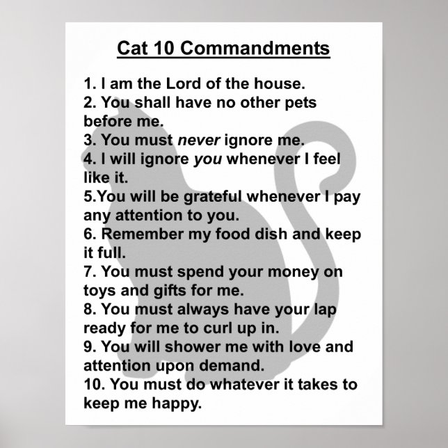 Cat 10 Commandment print (Front)