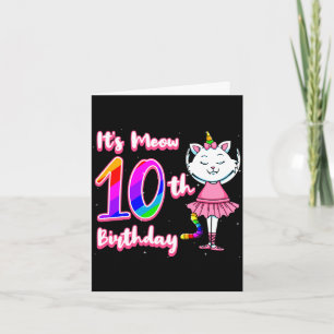 Cat 10th birthday party hat ballerina fur animal card