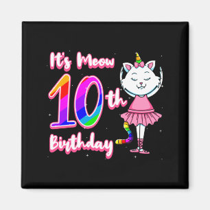 Cat 10th birthday party hat ballerina fur animal magnet