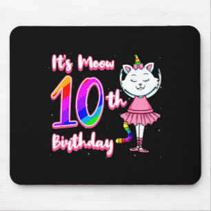 Cat 10th birthday party hat ballerina fur animal mouse pad