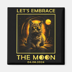 Cat 2024 Total Solar Eclipse Embrace Moon Funny Ca Magnet