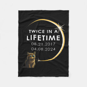 Cat 2024 Total Solar Eclipse Twice In A Lifetime Fleece Blanket