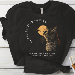 Cat 2024 Total Solar Eclipse Viewing Party Invi T-Shirt