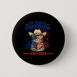 Cat 250th Anniversary USA Patriotic Freedom 1776 6 Cm Round Badge
