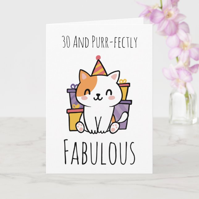 cat 30th birthday card (Orchid)