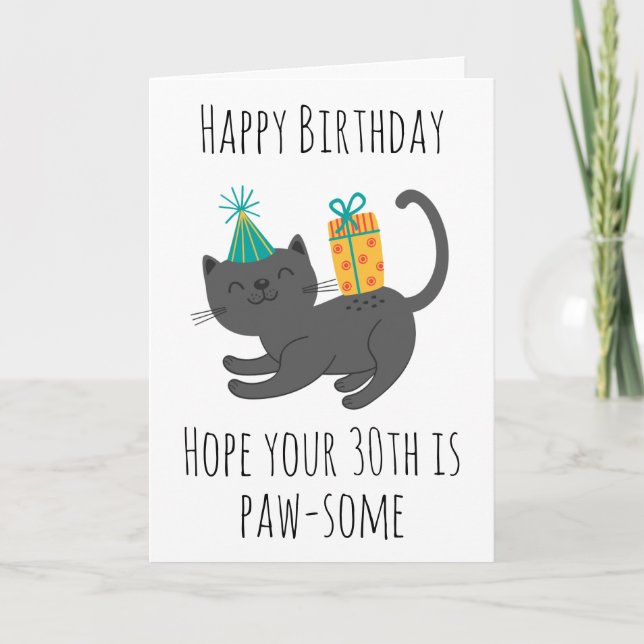 cat 30th birthday card (Front)