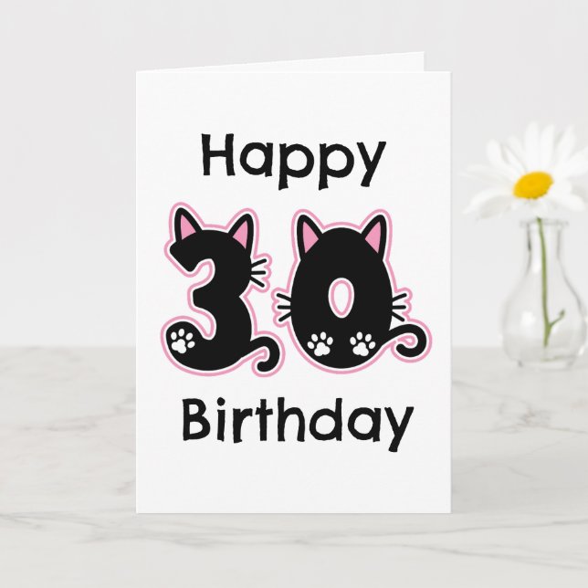 cat 30th birthday card (Small Plant)