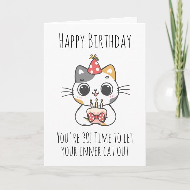 cat 30th birthday card (Front)